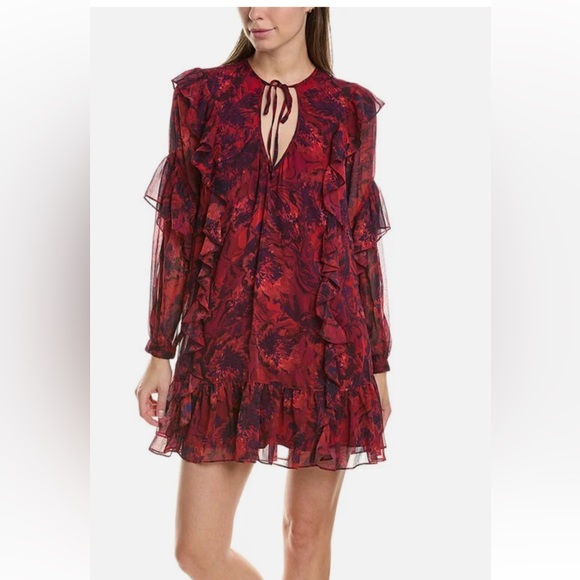 Cinq A Sept Livie Tiered Flowy Floral Mini Dress in Women’s Size 4 - Picture 1 of 15